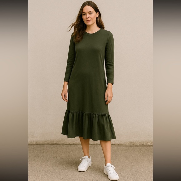 Zara green ruffle Hem dress Small - Picture 1 of 4